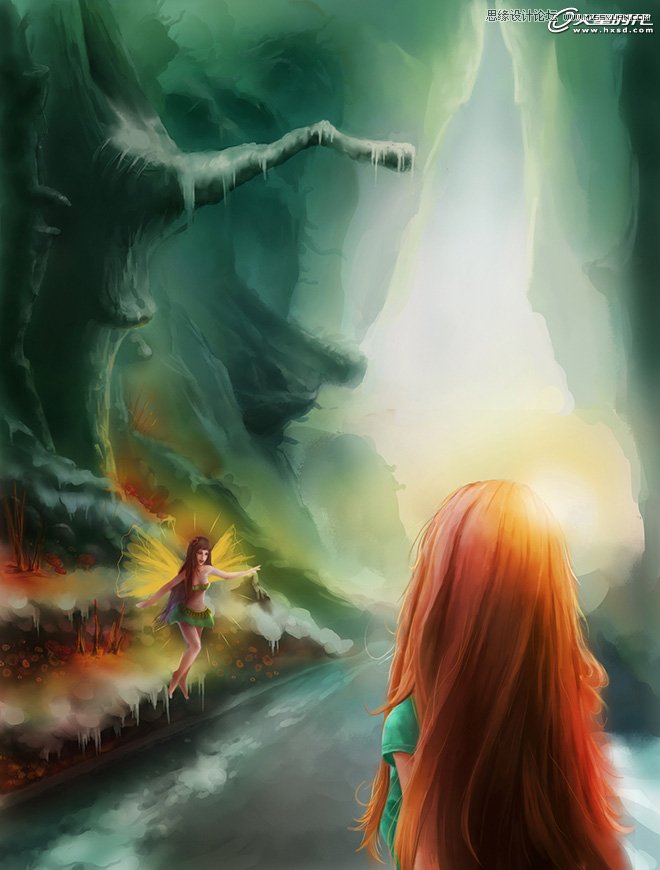 Photoshop绘制一幅梦幻冰雪童话世界旅游场景