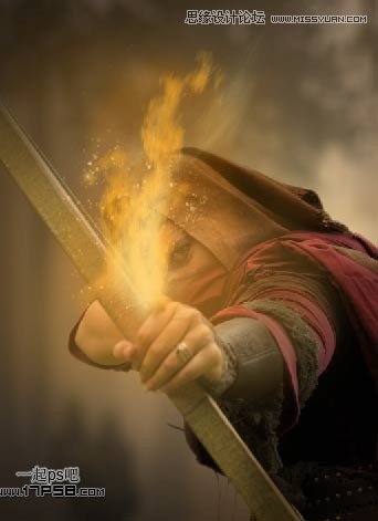 Photoshop合成玄幻的火箭神射手