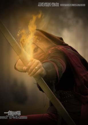 Photoshop合成玄幻的火箭神射手