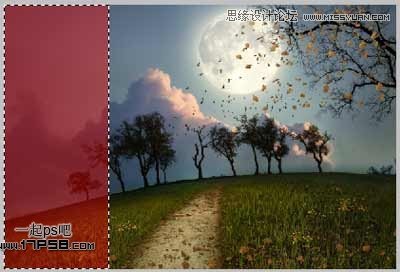 Photoshop合成月光下情侣亲吻场景