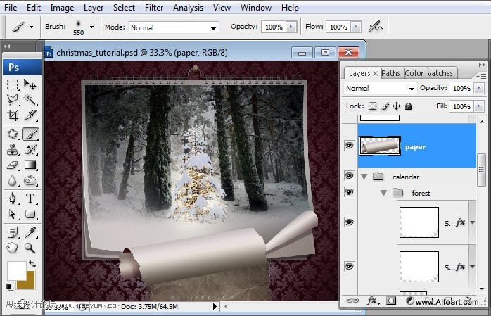 Photoshop设计超美的圣诞节挂历教程
