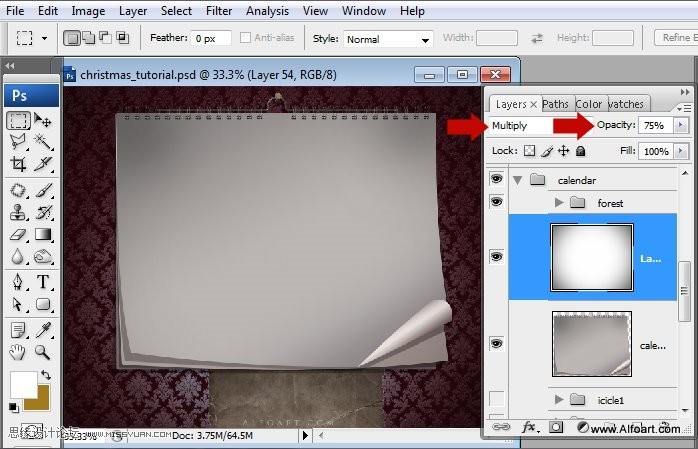 Photoshop设计超美的圣诞节挂历教程
