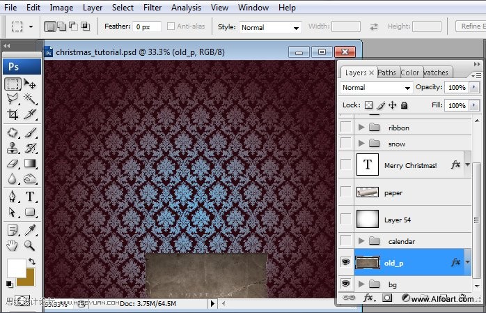 Photoshop设计超美的圣诞节挂历教程
