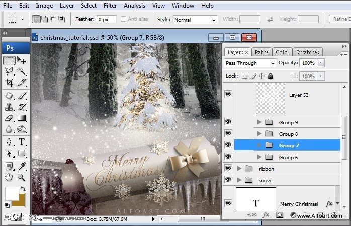 Photoshop设计超美的圣诞节挂历教程