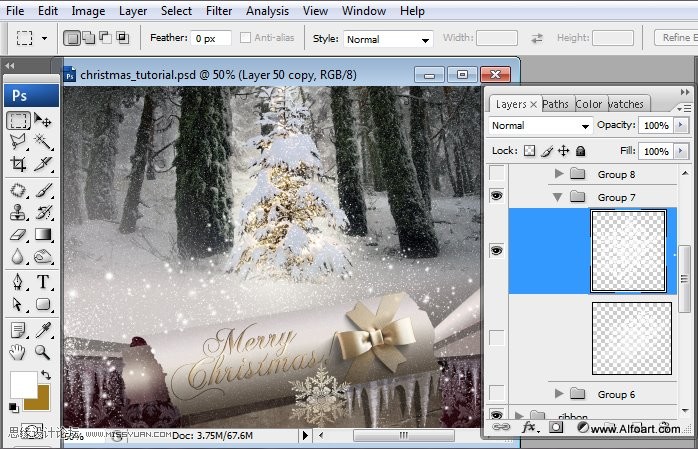Photoshop设计超美的圣诞节挂历教程