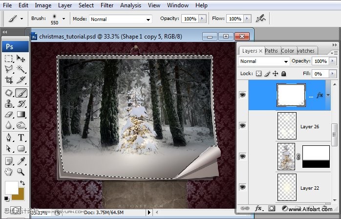 Photoshop设计超美的圣诞节挂历教程