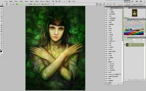 Photoshop CS5绘制丛林花妖油画风格插画教程