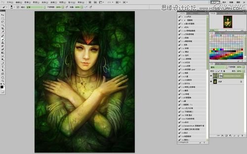 Photoshop CS5绘制丛林花妖油画风格插画教程