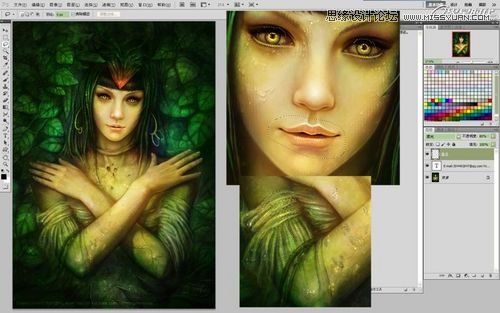 Photoshop CS5绘制丛林花妖油画风格插画教程