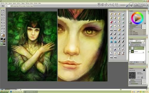 Photoshop CS5绘制丛林花妖油画风格插画教程