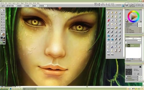 Photoshop CS5绘制丛林花妖油画风格插画教程