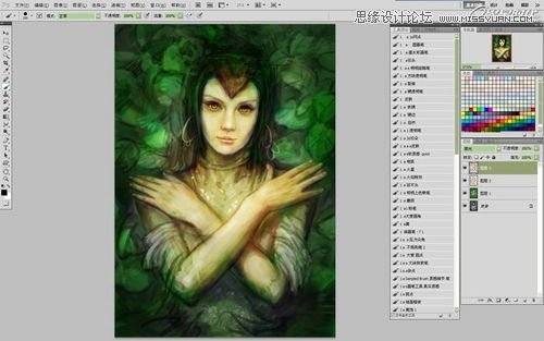Photoshop CS5绘制丛林花妖油画风格插画教程
