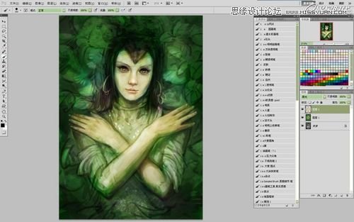 Photoshop CS5绘制丛林花妖油画风格插画教程