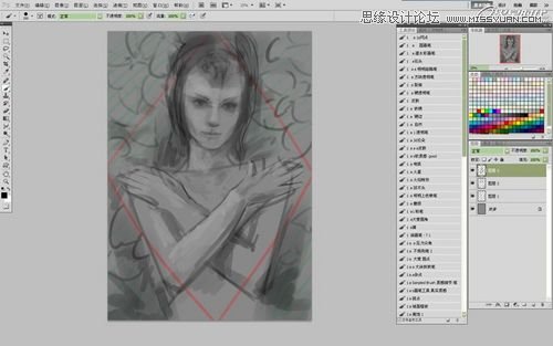 Photoshop CS5绘制丛林花妖油画风格插画教程