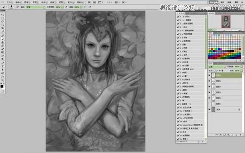 Photoshop CS5绘制丛林花妖油画风格插画教程