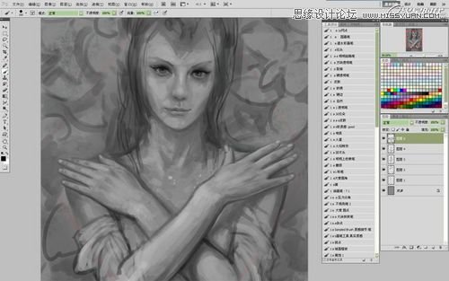 Photoshop CS5绘制丛林花妖油画风格插画教程