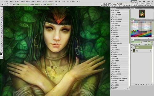 Photoshop CS5绘制丛林花妖油画风格插画教程