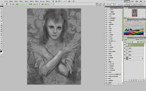 Photoshop CS5绘制丛林花妖油画风格插画教程