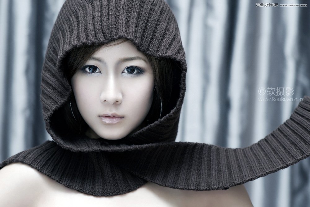 Photoshop快色调整质感的黑白人像效果