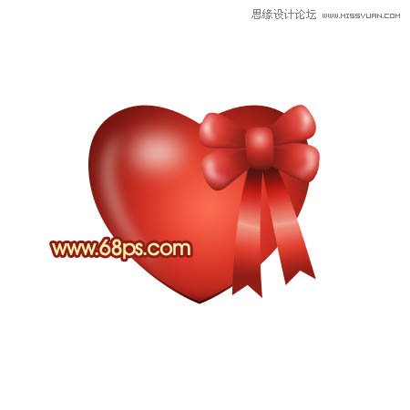 Photoshop绘制带有蝴蝶结的立体心形