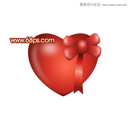 Photoshop绘制带有蝴蝶结的立体心形