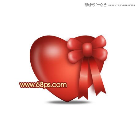 Photoshop绘制带有蝴蝶结的立体心形
