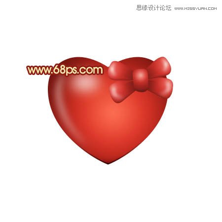 Photoshop绘制带有蝴蝶结的立体心形