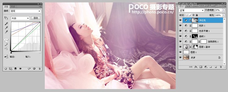 Photoshop调出室内美女日系柔美色调