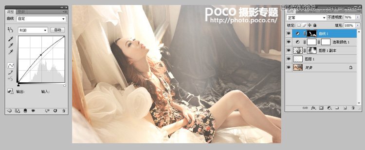 Photoshop调出室内美女日系柔美色调