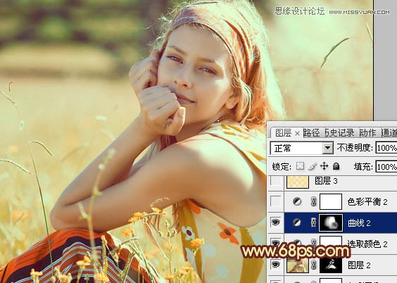 Photoshop调出外景人像柔美橙黄色调