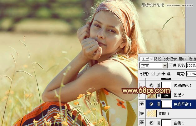 Photoshop调出外景人像柔美橙黄色调