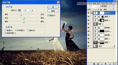Photoshop调出外景人像复古的冷色调效果