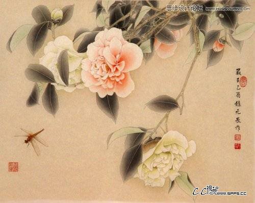 Photoshop给古典美女线稿上色教程