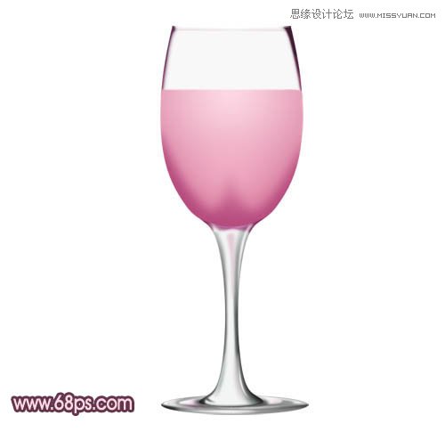 Photoshop制作盛有红酒的玻璃酒杯