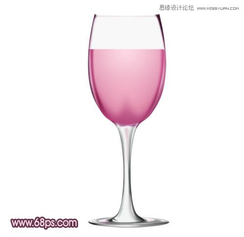 Photoshop制作盛有红酒的玻璃酒杯