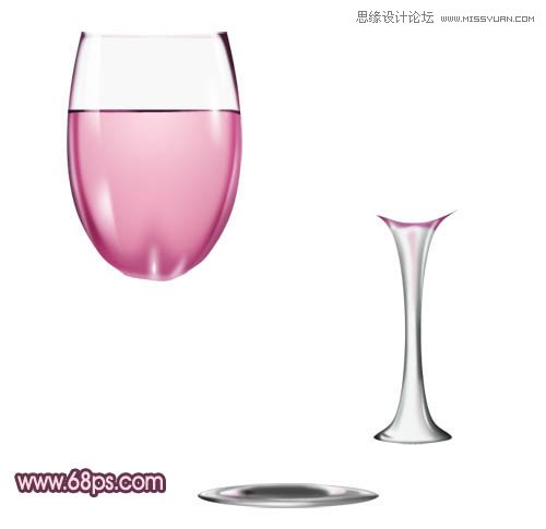 Photoshop制作盛有红酒的玻璃酒杯