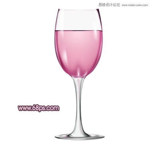 Photoshop制作盛有红酒的玻璃酒杯
