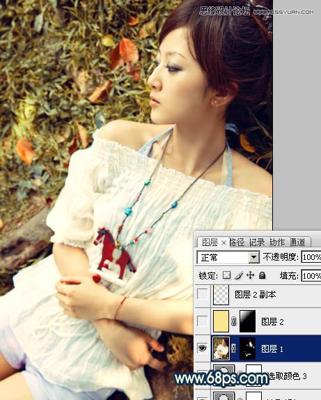 Photoshop调出外景美女肤色泛黄色调