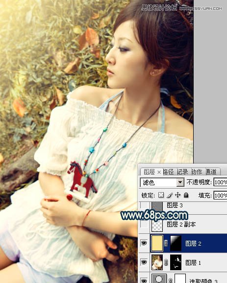 Photoshop调出外景美女肤色泛黄色调