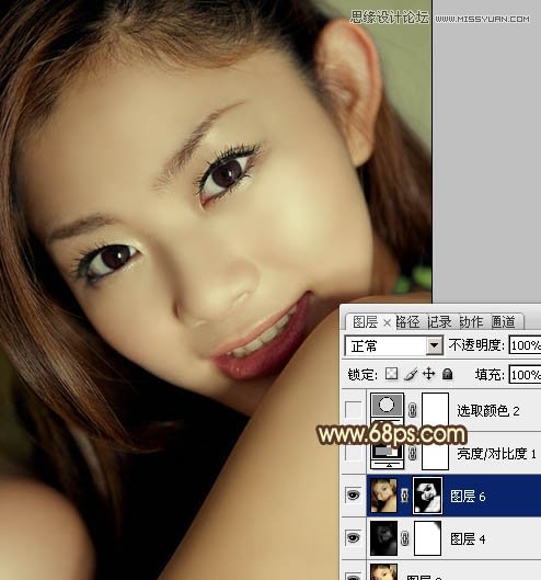 Photoshop给室内人像调出中性质感的黄肤色
