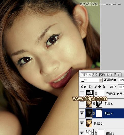 Photoshop给室内人像调出中性质感的黄肤色