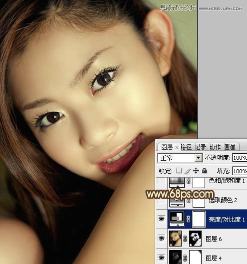 Photoshop给室内人像调出中性质感的黄肤色