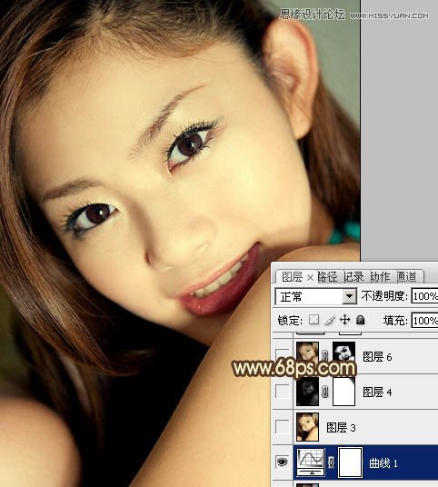 Photoshop给室内人像调出中性质感的黄肤色
