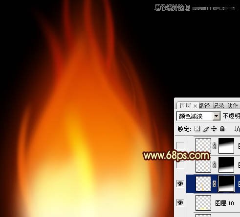 Photoshop路径工具制作漂亮的红色火焰