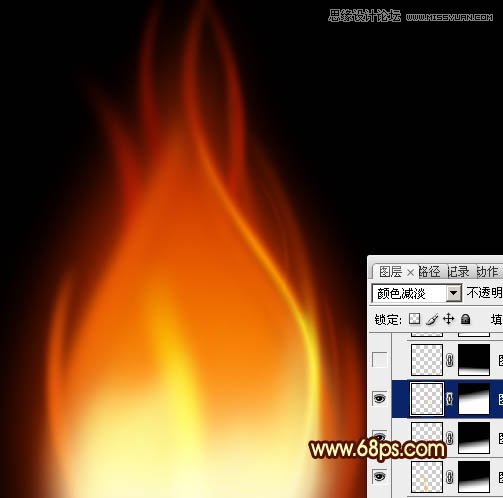 Photoshop路径工具制作漂亮的红色火焰