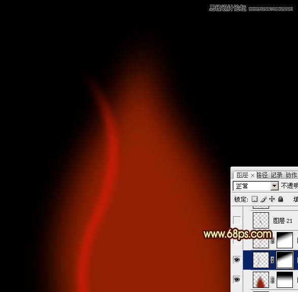 Photoshop路径工具制作漂亮的红色火焰