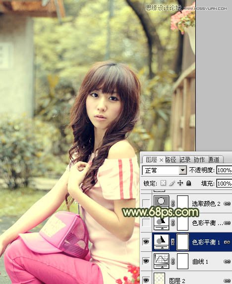 Photoshop调出外景人物照片朦胧的淡黄色调