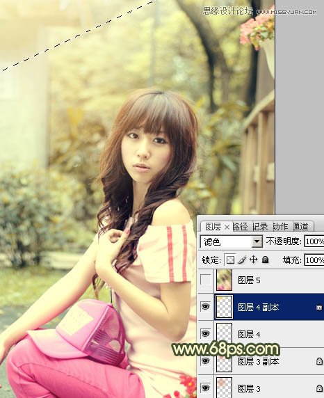 Photoshop调出外景人物照片朦胧的淡黄色调