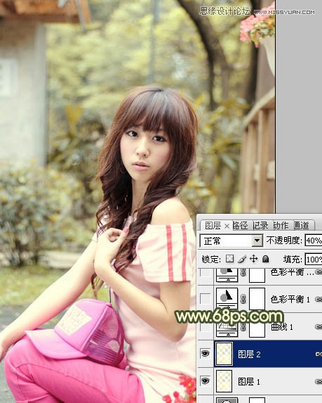 Photoshop调出外景人物照片朦胧的淡黄色调
