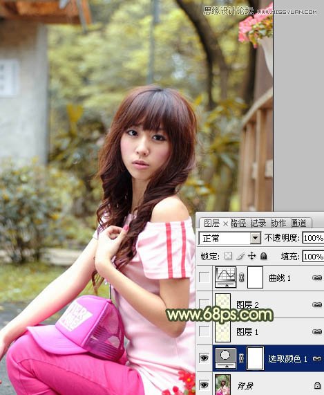 Photoshop调出外景人物照片朦胧的淡黄色调